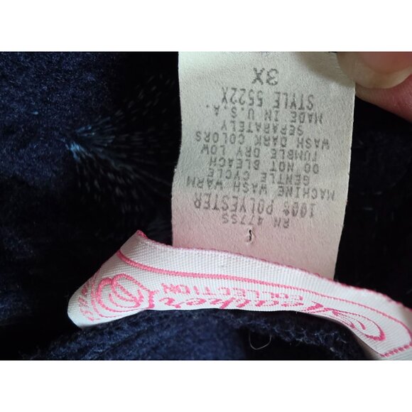 Vintage Heather Collection Navy Blue Embroidered Long Nightgown Robe 3X Made USA - Picture 6 of 9